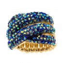 Gold Plated with Blue AB Crystal Stretch Ring
