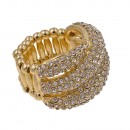 Gold Plated with Blue AB Crystal Stretch Ring