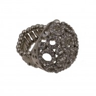Gray Tone with Hematite Crystal Stretch Ring