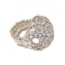 Gold Plated with Multi-Color Crystal Stretch Ring