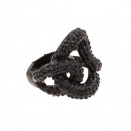 Black Tone with Jet Black Crystal Stretch Ring