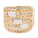 Gold Plated With Light Siam Crystal Stretch Rings