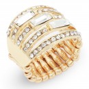 Gold Plated With Light Siam Crystal Stretch Rings