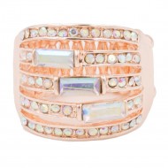 Rose Gold Plated with AB Crystal Stretch Rings