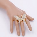 Gold Plated Butterfly Stretch Rings with Clear Crystal