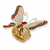 Gold Plated With Multi Color Crystal Butterfly Stretch Rings