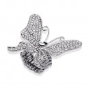 Gold Plated Butterfly Stretch Rings with Clear Crystal