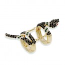 Gold Plated With Black Crystal Snake Stretch Rings