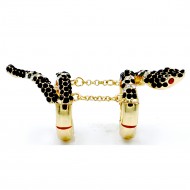 Gold Plated With Black Crystal Snake Stretch Rings