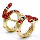 Gold Plated With Red Mix Crystal Snake Stretch Rings