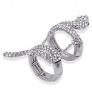 Rhodium Plated With Clear Crystal Snake Stretch Rings