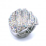 Rhodium Plated With AB Crystal Stretch rings