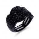 Jet Black Plated with Crystal Stretch Rings