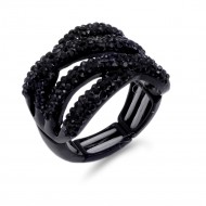 Jet Black with Crystal Stretch Rings