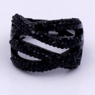Jet Black with Crystal Stretch Rings