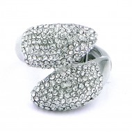 Rhodium Plated With CLear Crystal Stretch Rings