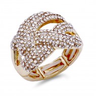 Gold Plated Clear Crystal Stretch Ring