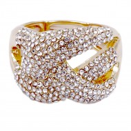 Gold Plated Clear Crystal Stretch Ring