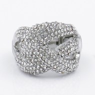 Rhodium Plated with Clear Crystal Stretch Ring