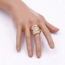 Gold Plated with Clear Crystal Acrylic Adjustable Stretch Ring
