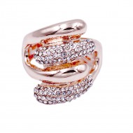 Rose Gold with Clear Crystal Acrylic Adjustable Stretch Ring