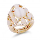 Gold Plated with Multi-Color Crystal Flower Adjustable Stretch Ring