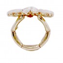 Gold Plated with White Crystal Flower Stretch Ring