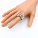 Rhodium Plated With AB Crystal Stretch Ring