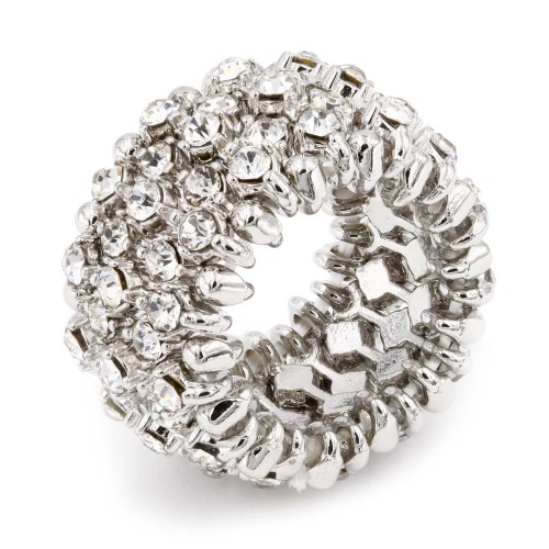 Rhodium Plated with Crystal Animal Stretch Rings