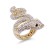Gold-Plated-With-Black-Eyes-Snake-Clear-Crystal-Zinc-Alloy-Stretch-Ring-Gold Clear