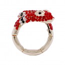 Gold Plated with Multi-Color Snake Crystal Zinc Alloy Stretch Ring