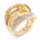 Gold Plated Royal Blue Crystal Stretch Ring