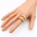 Gold Plated with Crystal Zinc Alloy Stretch Ring