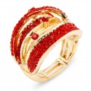 Gold Plated with Crystal Zinc Alloy Stretch Ring