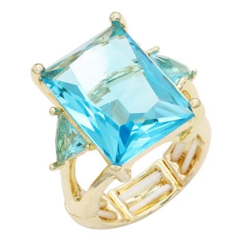 Gold Plated Aqua Stone Stretch Ring