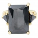 Gold Plated black Stone Stretch Ring