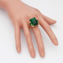 Gold Plated With Green Crystal Strech Rings