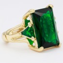Gold Plated With Green Crystal Strech Rings