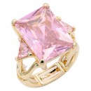 Gold Plated With Light Purple Crystal Strech Rings