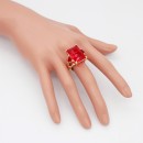 Gold Plated With Red Crystal Strech Rings