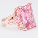 Rose Gold Plated With Pink Crystal Strech Rings