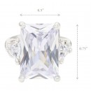 Rhodium Plated with Clear Crystal Zinc Alloy Stretch Ring