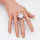 Rhodium Plated with Clear Crystal Zinc Alloy Stretch Ring