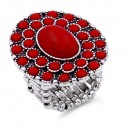 Anti Silver Platd With Red Stone Stretch Ring