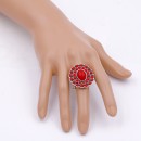 Anti Silver Platd With Red Stone Stretch Ring