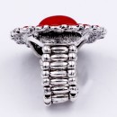 Anti Silver Platd With Red Stone Stretch Ring