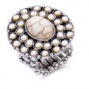 Anti Silver Platd With White Stone Stretch rings