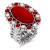 Anti-Silver-Plated-With-Mix-Stone-Stretch-Ring-Rhodium Red