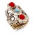 Anti-gold-Plated-With-Turquoise-and-Red-Stone-Stretch-Ring-Gold Turquoise Red