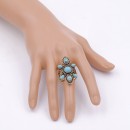 Anti Gold Plated With Turquoise Stone Stretch Rings